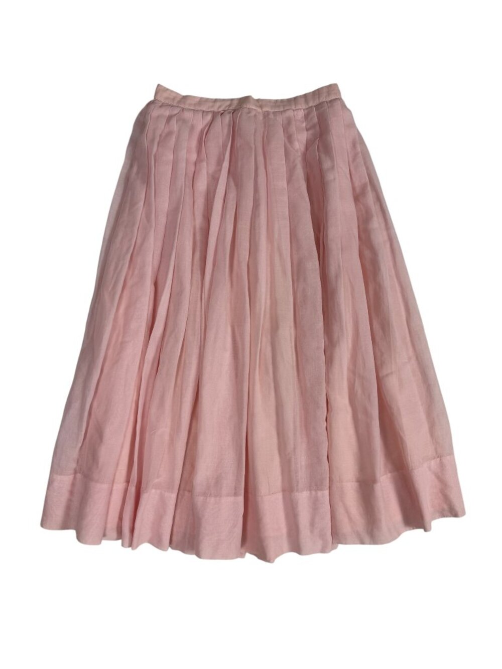 Vintage Pink Pleated Midi Skirt 24 Waist Lined Cottagecore Retro